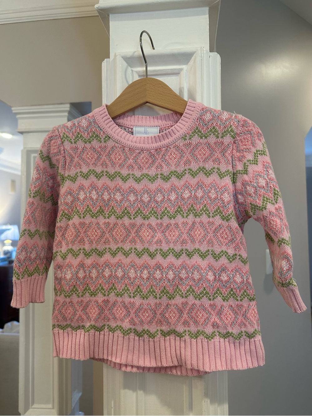 Little English Girls Pink Fair Isle Sweater 2T